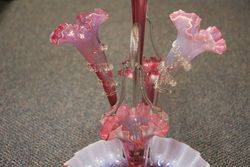 Victorian Ruby Vaseline 3 Trumpet + 2 Basket Epergne 