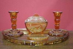 5 pc Deco Amber Trinket Set C1920 