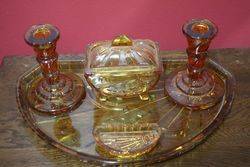 5 pc Deco Amber Trinket Set C1920 