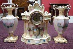            Edwardian 3pc China Clock Set 