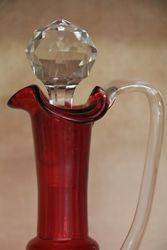 Antique Ruby Glass Wine Jug 