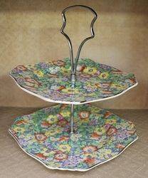 Royal Winton Anemone Hand Painted Chintz 2 Tier Cake Stand#