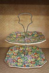 Royal Winton Anemone Hand Painted 2 Tier Cake Stand