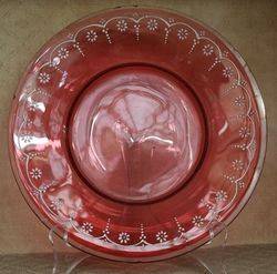 Victorian Ruby Cut Glass Cabinet Plate #