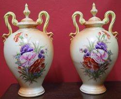 Pair Of Late 19th Century Porcelain Covered Vases C1900#