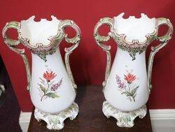 Quality Pair of 19th Century Hand Painted China Vases 