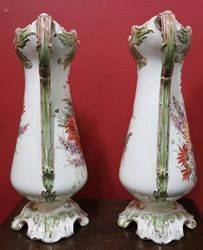 Quality Pair of 19th Century Hand Painted China Vases 
