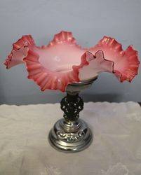 Victorian Glass and Silver Plate Comport  