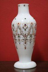 Victorian Milk Glass Hand Decorated Vase #