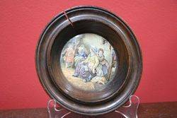 Antique Pratt Ware Pot Lid in Frame. #