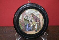 Antique Pratt Ware Pot Lid in Frame #