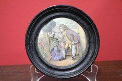 Antique Pratt Ware Pot Lid in Frame#