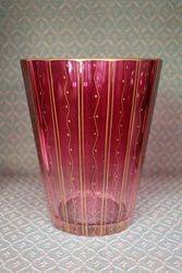 Victorian Ruby & Gilt Cut Glass Vase.  #