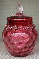 Victorian Ruby Dimple Glass Bowl & Matching Lid. C1885 #