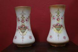 Pair Of Crown Devon Blush Ware China Vases #