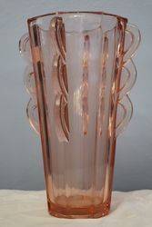 Lovely Quality Pink Glass Art Deco Vase #
