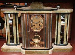 Art Deco Marble 8 Day Mantel Clock #