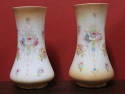 Pair of Crown Devon Blush Ware Vases 