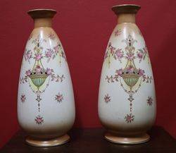 Pair Of Early 20th Century Crown Devon China Vases 