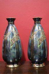 Wonderful Pair of Fieldings Devon Lustrine Vases 