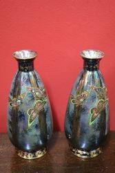 Wonderful Pair of Fieldings Devon Lustrine Vases 