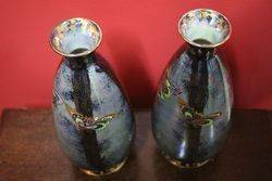 Wonderful Pair of Fieldings Devon Lustrine Vases 