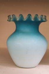 Victorian Blue Satin Glass Vase C1880 #