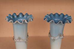 Pair of Victorian Vaseline Glass Vases C1890 