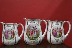 Stunning Set of 3 Austrian Porcelain Jugs C1900 #