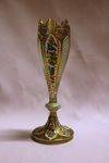 19th Century Bohemian Floral Painted & Gilt White Overlay Glass Vase