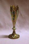 19th Century Bohemian Floral Painted and Gilt White Overlay Glass Vase