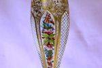 19th Century Bohemian Floral Painted and Gilt White Overlay Glass Vase