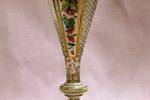 19th Century Bohemian Floral Painted and Gilt White Overlay Glass Vase