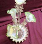 19th Century Vasoline Glass 4 Branch Epergne 