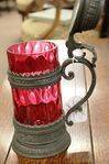 Antique German Ruby And Pewter Tankard Dated 1890