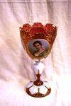 Antique Rare Ruby Glass Cameo Goblet. 