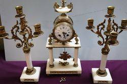 C19th French Marble + Gilt 3 Piece Clock Set