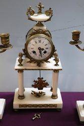 C19th French Marble + Gilt 3 Piece Clock Set