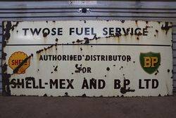 Shell And BP Enamel Advertising Sign #