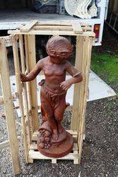 Cast Iron Cherub With Butterfly On Stand 