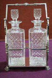 Wonderful Quality C19th Silver Plated 2 Bottle Cut Glass Tantalus #