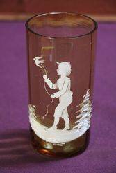 VIctorian Amber Mary Gregory Tumbler  