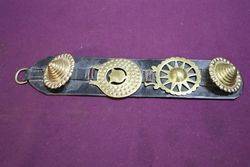 Set Of 3 Horse Brasses On Leather Strap #