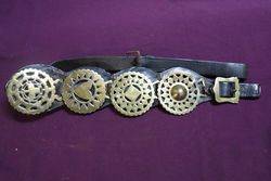 Set Of 4 Horse Brasses On Leather Strap #