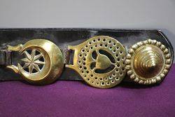 Set Of 4 Horse Brasses On Leather Strap 