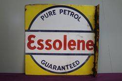 Essolene Pure Petrol Double Sided Enamel Advertising Sign #