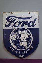 Ford Agence Service 1947 Doubled Sided Enamel Advertising Sign 