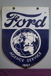 Ford Agence Service 1947 Doubled Sided Enamel Advertising Sign 