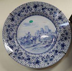 Huge Antique Blue & White Dutch Wall Plate. ( CHARGER ) #