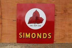 Simonds The Hop Leaf Enamel Pub Advertising Sign #